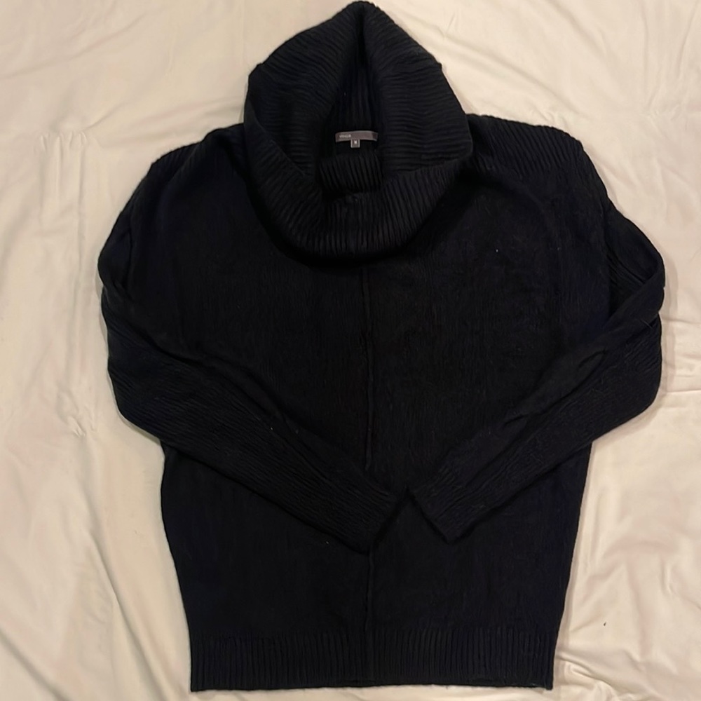 Women’s Vince Cowl Neck Navy Long-Sleeve Wool Blend Sweater